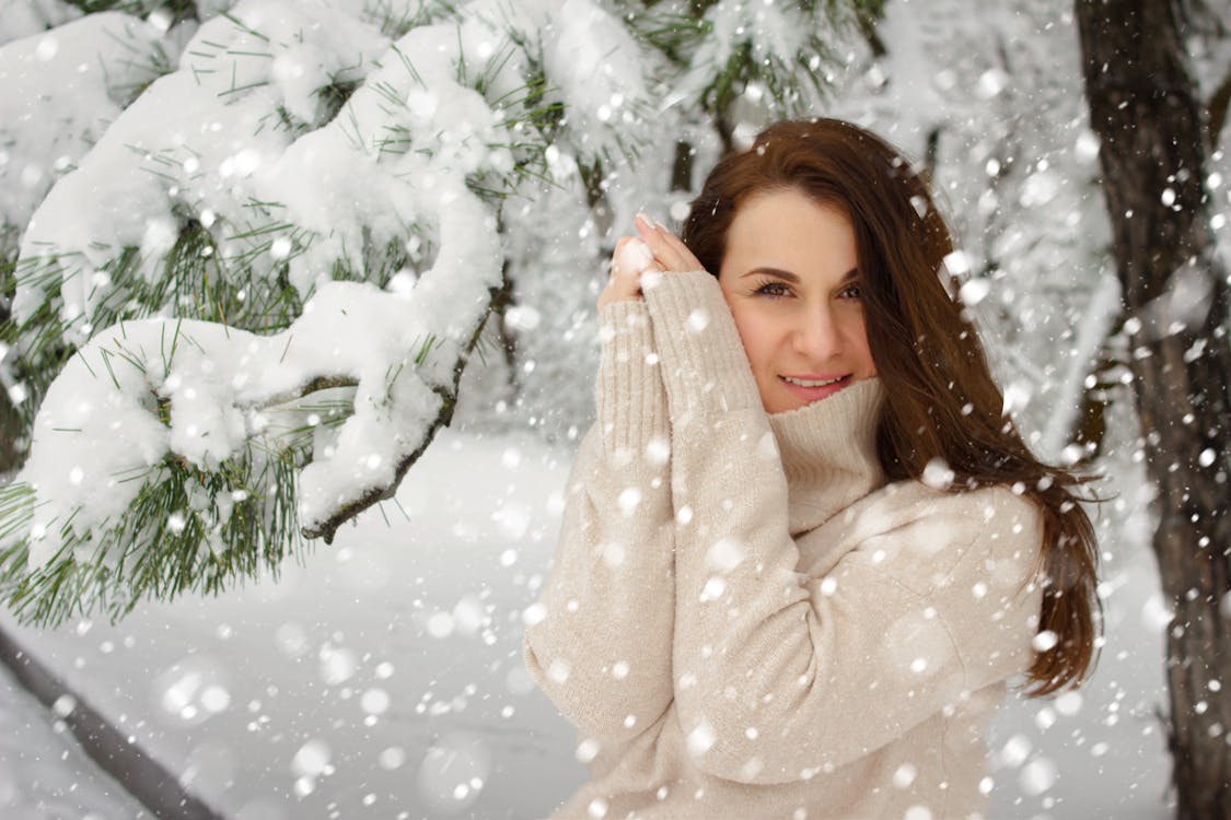 A Woman in Beige Sweater