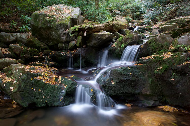 Flowing Water In Waterfall