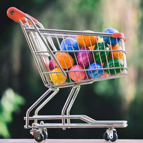 Colorful Eggs on Shopping Cart 