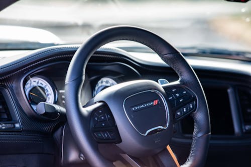 Free Black Steering Wheel in Close Up Photography Stock Photo