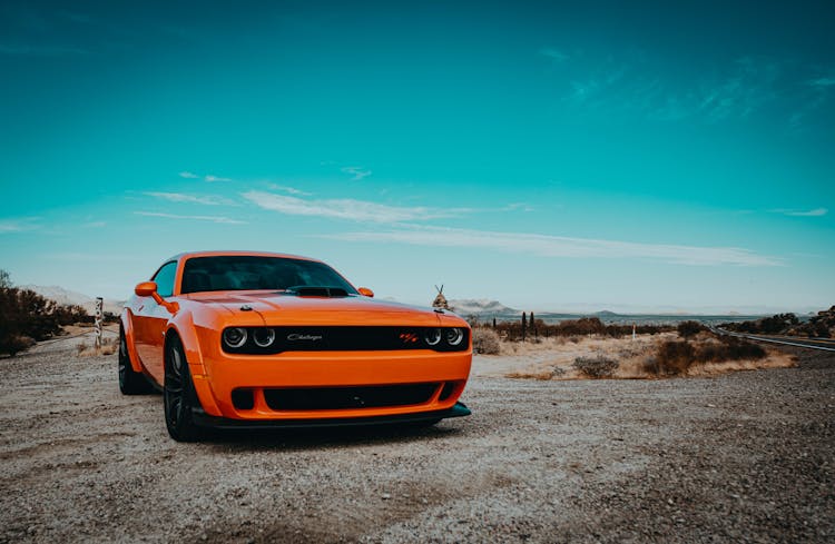 An Orange Dodge Challenger