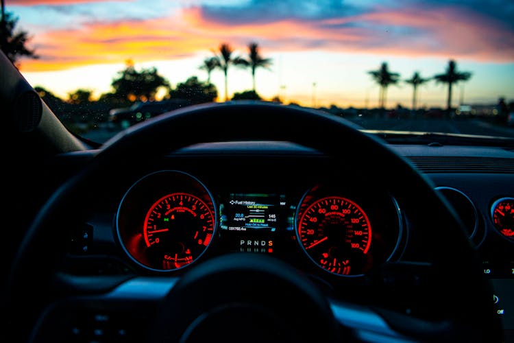 Instrument Cluster Panel Of A Sports Car