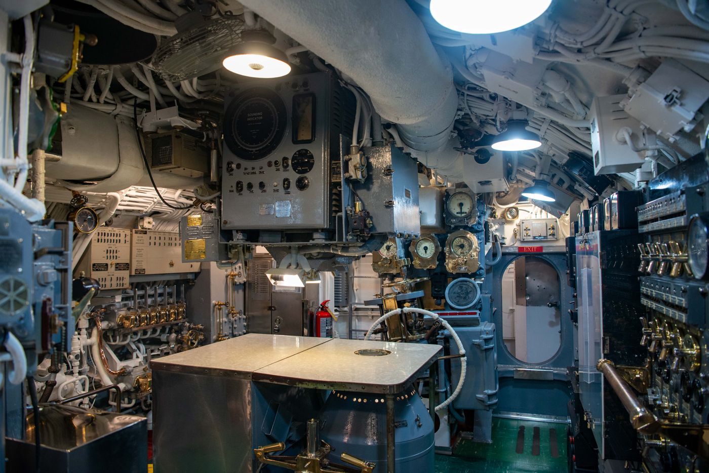 Hydraulic machinery inside a ship engine room