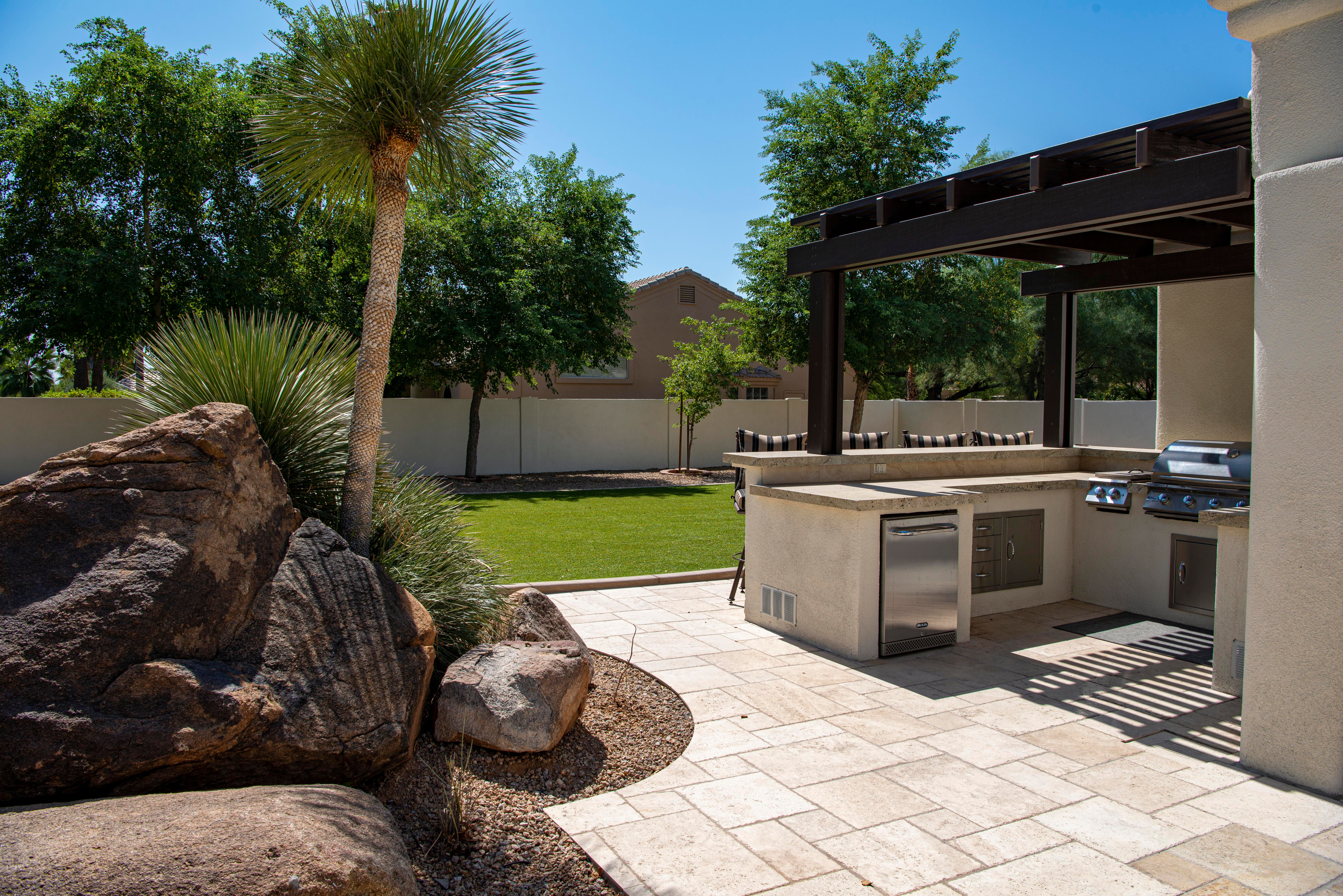 Outdoor kitchen with grill and counter space