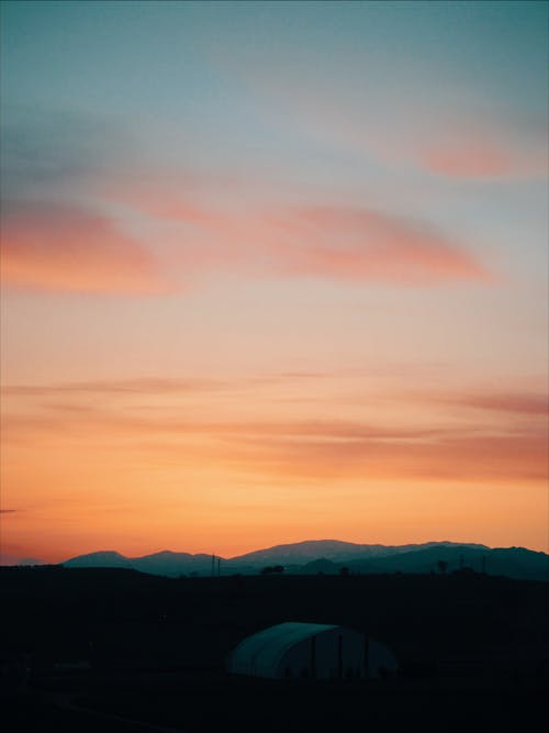 Silhouette of a Mountain during Sunset