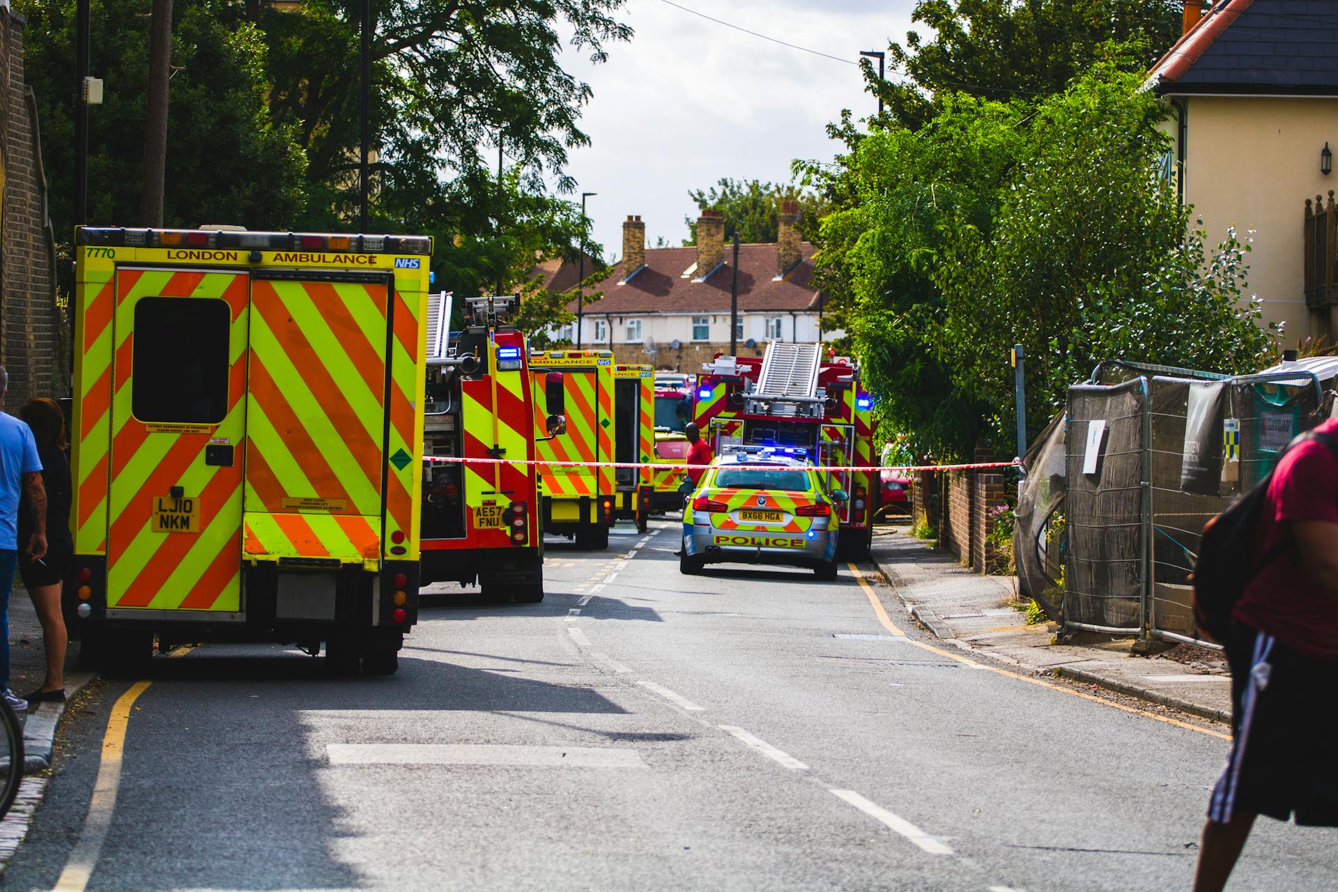 Police and Firefighters on Street after Accident