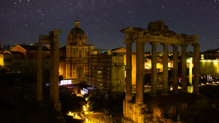 Roman Forum At Night