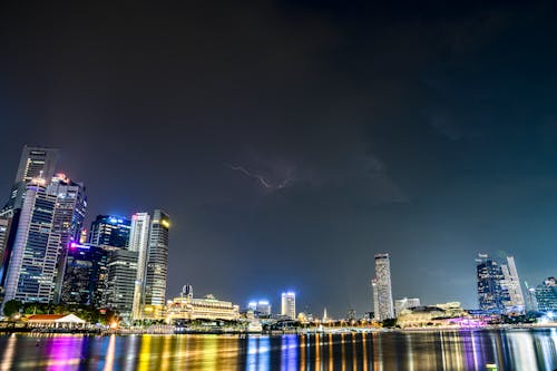 Free City Skyline at Night Stock Photo
