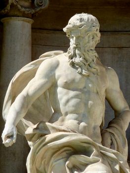 Close-up view of the Oceanus sculpture in Rome, showcasing classical Italian artistry.