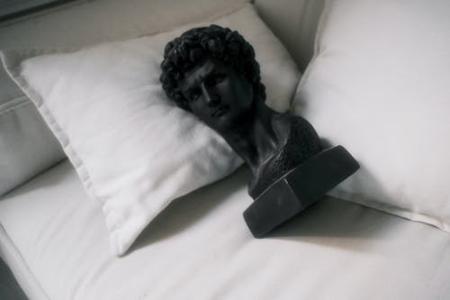 Head Bust on White Pillow