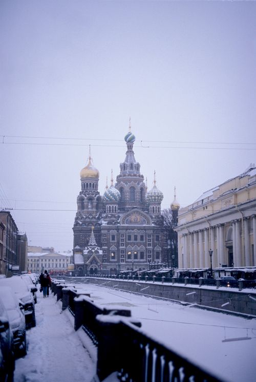 Free Snow-covered scene of the Church on Spilled Blood in winter, St. Petersburg. Stock Photo