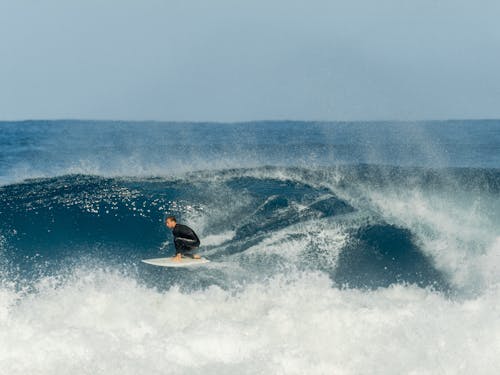 Man Surfing on Big Waves