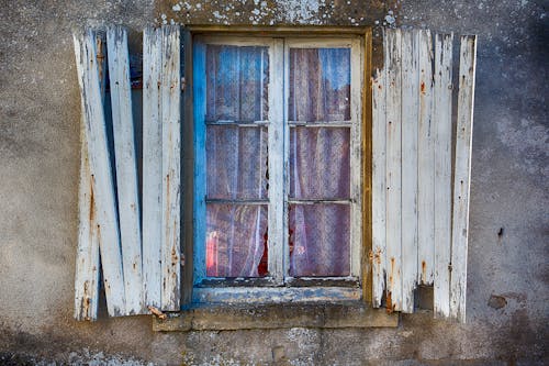 Broken Wooden Frame Glass Windows 