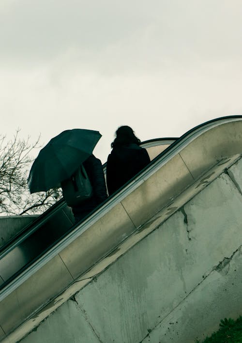 People Standing on an Escalator