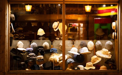 Free Variety of Hats on Display at a Store Stock Photo