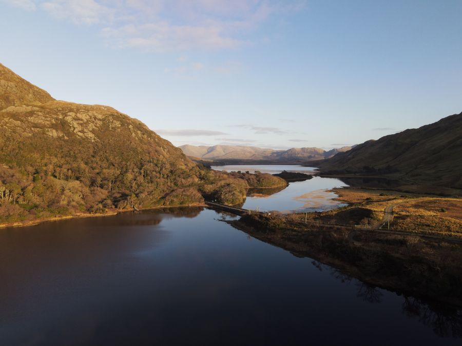 Lake and mountain landscape in Connemara, Ireland, showcasing natural beauty
