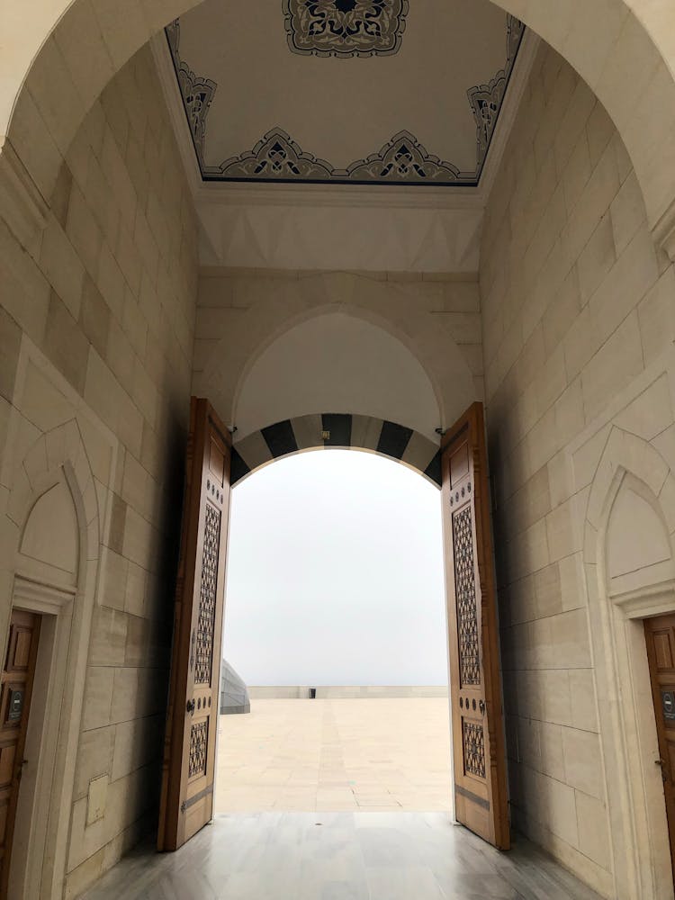 Large Wooden Door In A Museum Building 