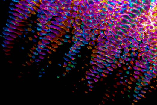 A visually stunning digital abstract art piece featuring vibrant, colorful patterns against a dark background.