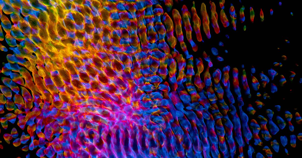Colorful abstract pattern with dynamic ripple effect and glowing textures, perfect for modern digita