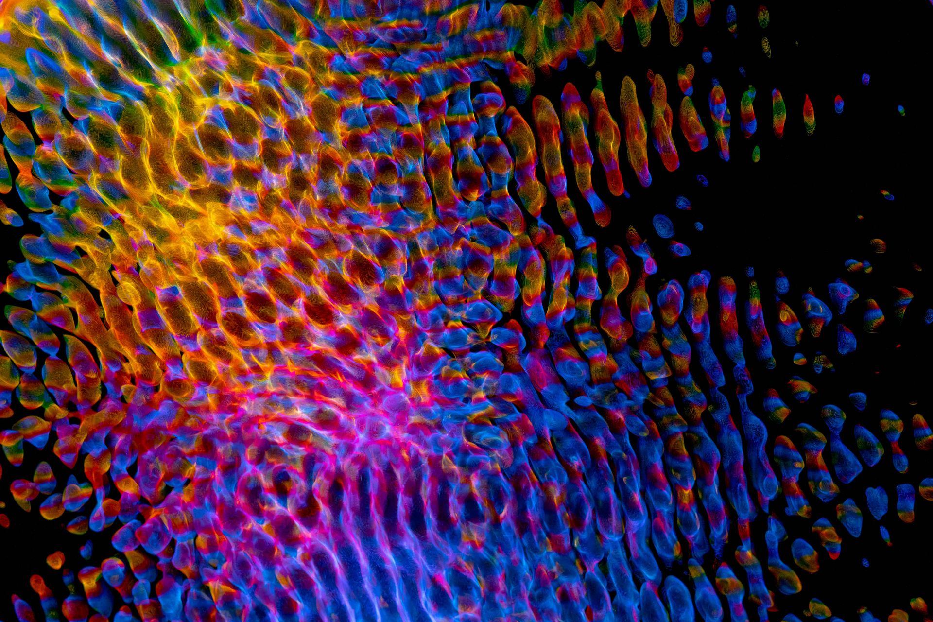 Colorful abstract pattern with dynamic ripple effect and glowing textures, perfect for modern digita