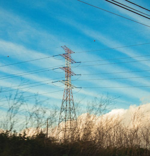Transmission Tower Under Blue Sky