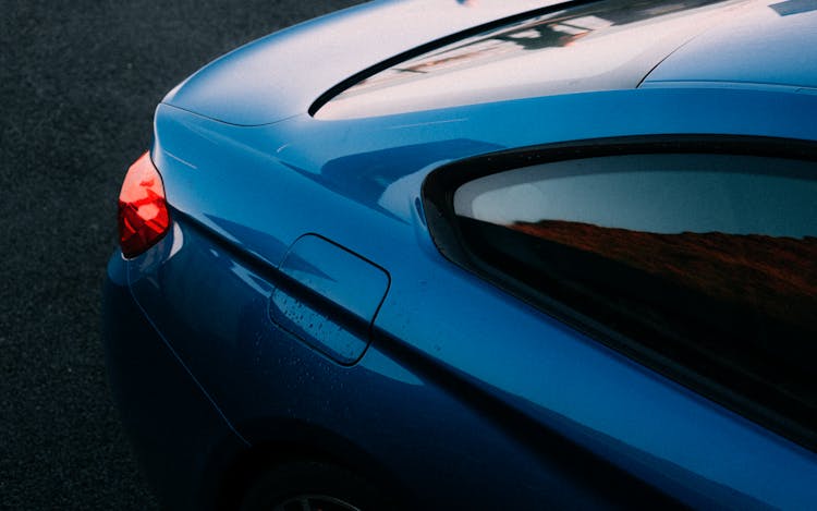 Close Up Shot Of A Blue Car