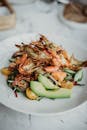 Seafood Based Dish Served on White Plate