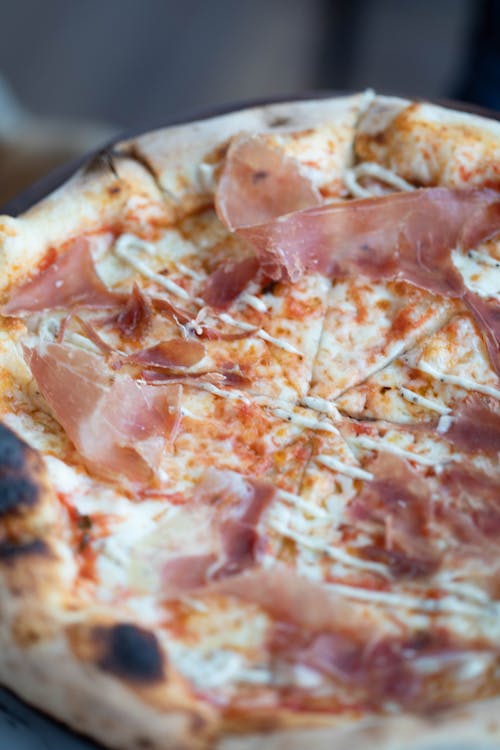 Free Prosciutto Ham Toppings on Pizza Stock Photo