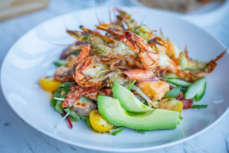 Serving Of Salad Of Frutti Di Mare And Vegetables