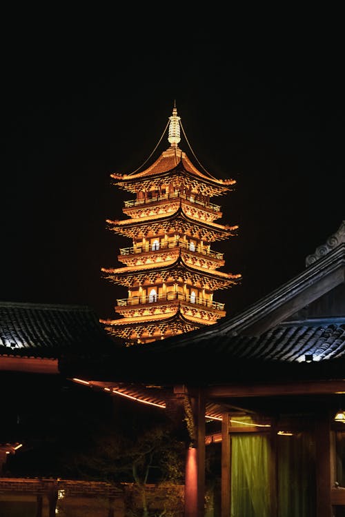 Tower Illuminated at Night