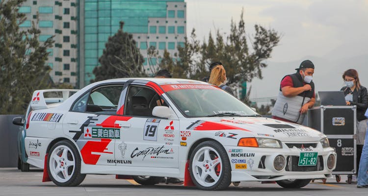 White And Red Mitsubishi Evo