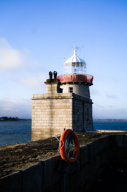 Historic Howth lighthouse stands tall by the sea, offering a stunning architectural view.