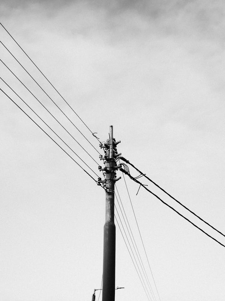 Wires On Electric Post Photo