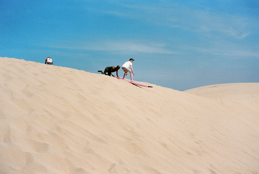 Dune sandboarding morning — Sahara — Erg Chebbi