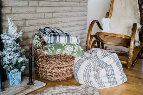 Cosy Corner in the House with Blankets and a Rocking Chair 