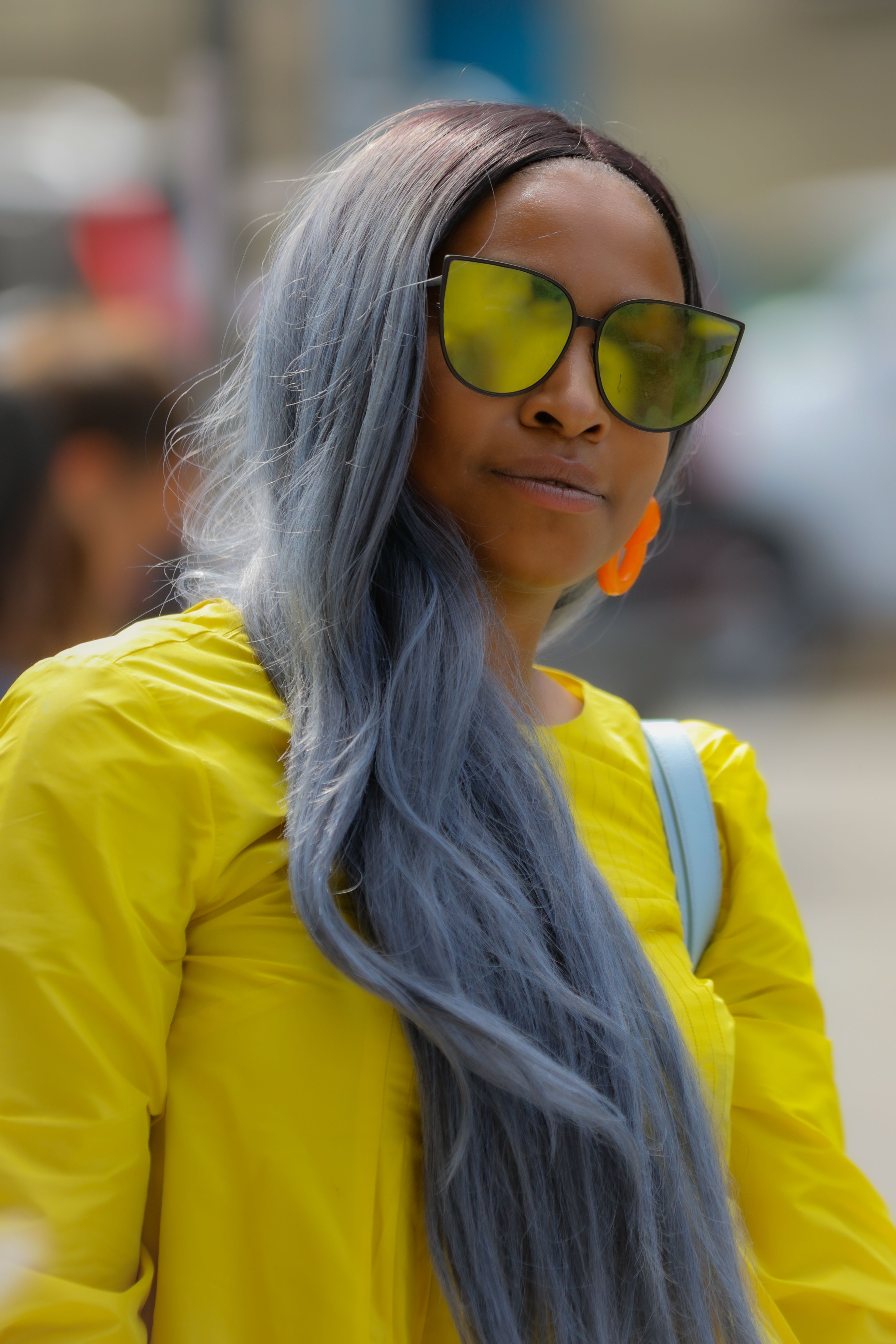 A Woman with Gray Hair and Wearing Yellow Sunglasses · Free Stock Photo