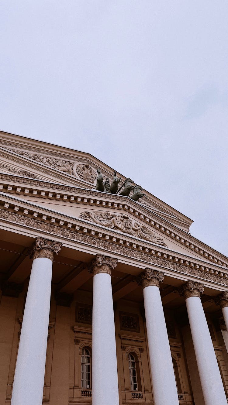 Facade Of The Bolshoi Theatre In Moscow, Russia 