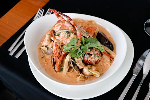 Seafoods on a White Bowl