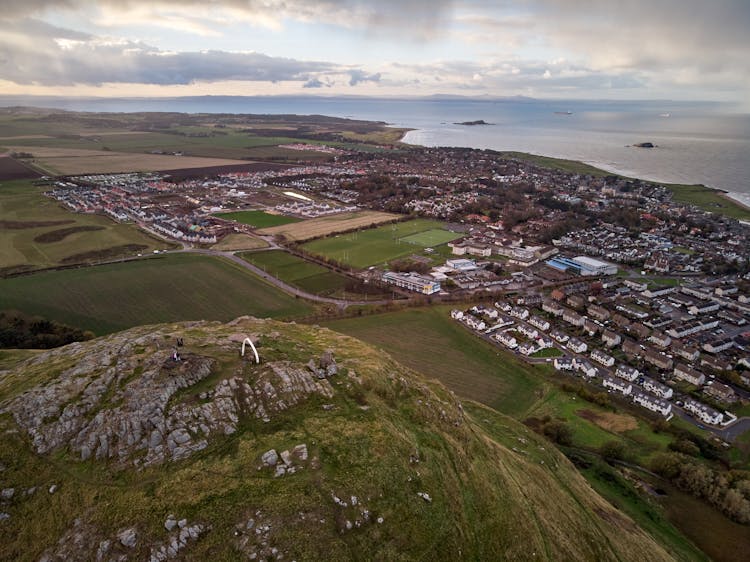 Aerial View Of North Berwick Coastline In Scotland