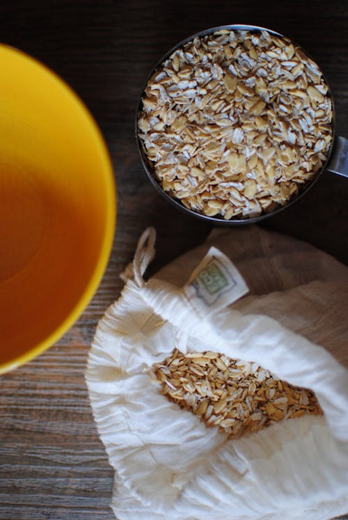 
A Close-Up Shot of Scooped Rolled Oats