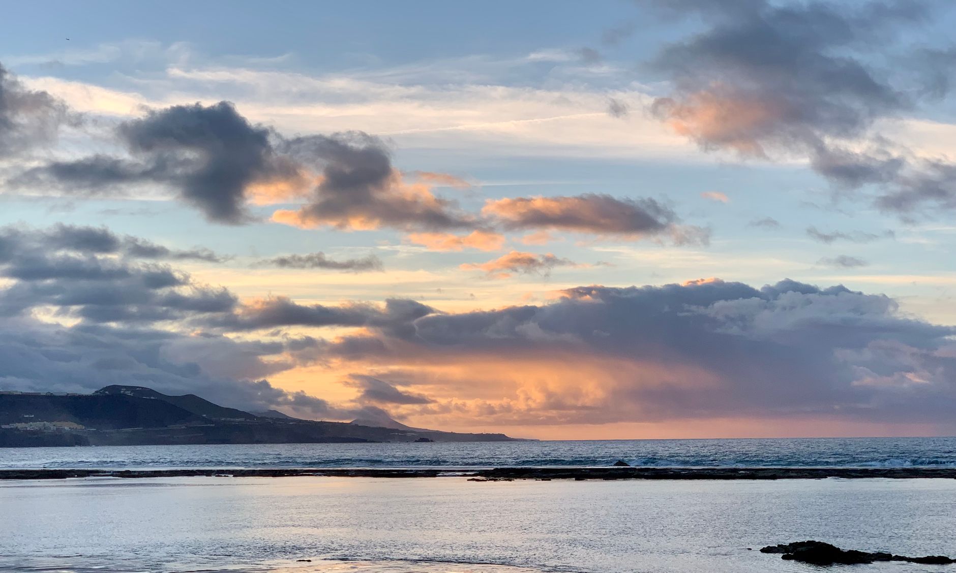 Sunset over Gran Canaria coastline