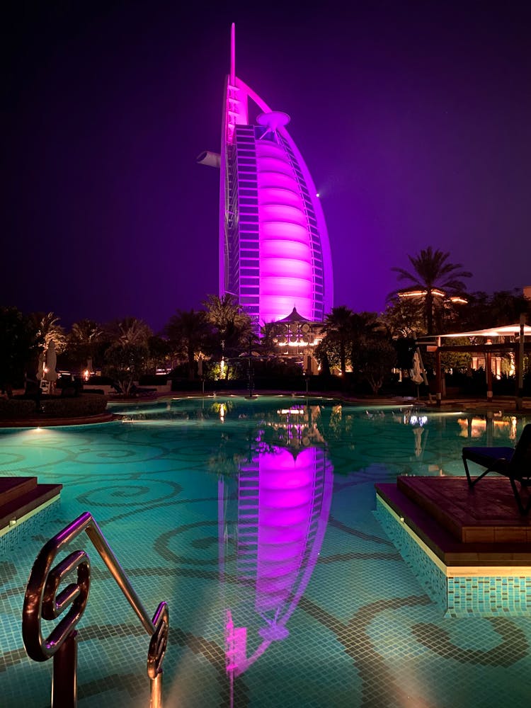 Burj Al Arab Illuminated During Night