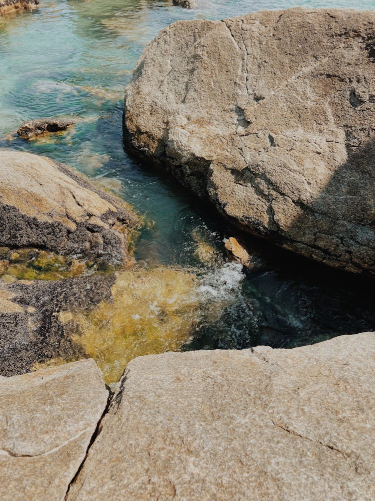 Water Between Large Rocks 