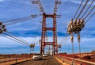 Red Bridge Under Blue Sky