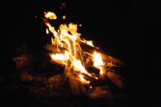 Fire in the Dark during Night Time