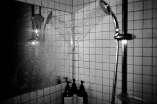 Free stock photo of bathroom, black and white, shower