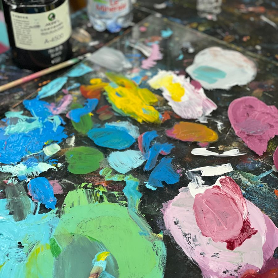Paint palette in the studio