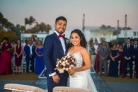 Man in Blue Suit and Woman in White Wedding Dress
