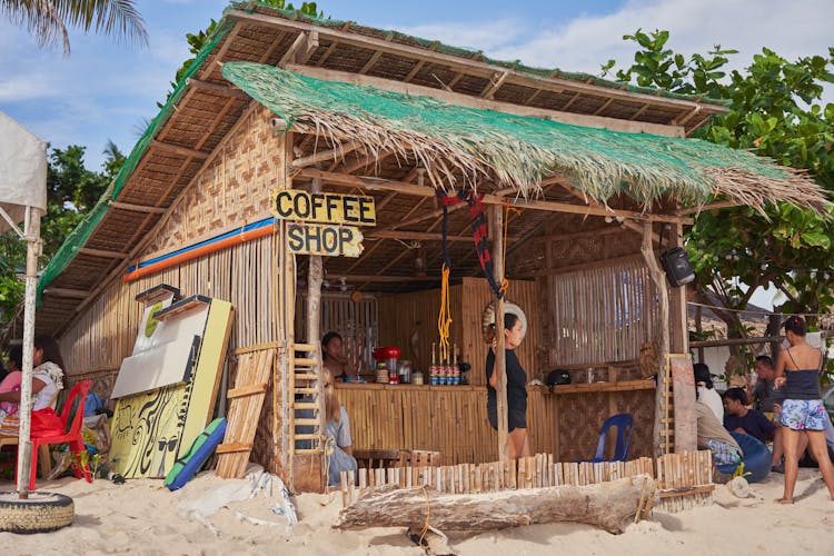 People On The Bamboo Hut