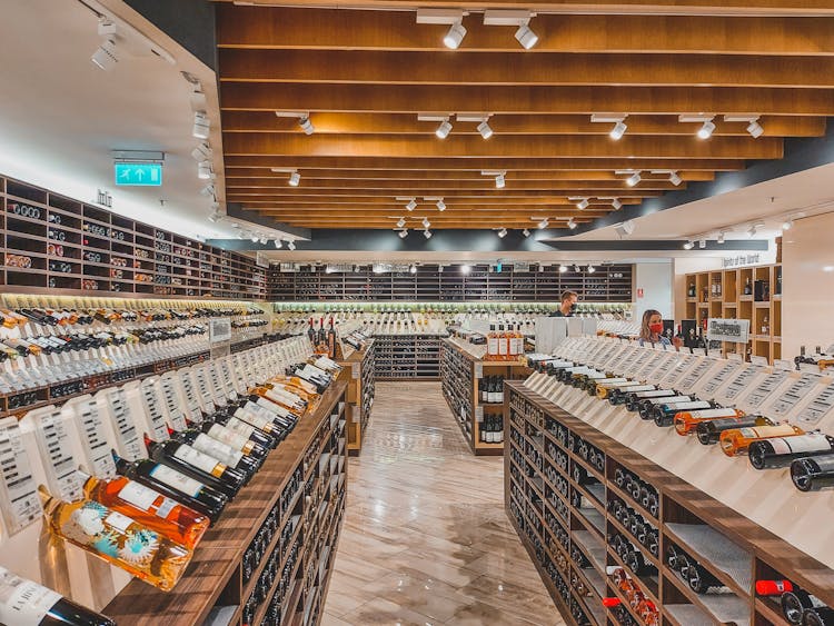 Wine On Display In A Wine Store